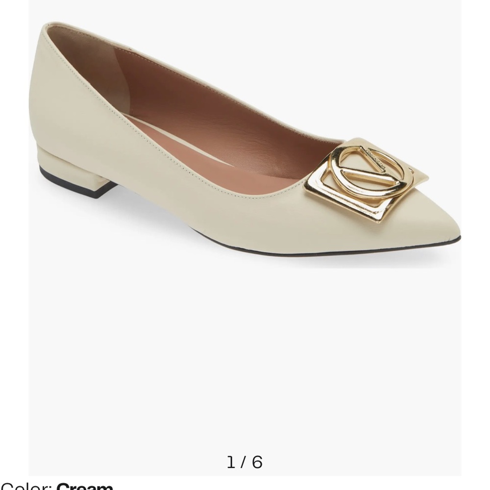 Valentino Cream Gold Flats with Pointed Toe